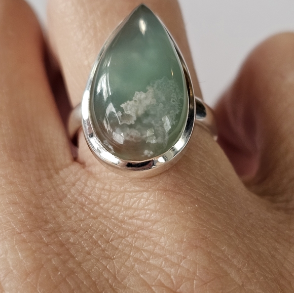 Genuine Aqua Crysoprase Ring in Sterling Silver Size 7! NEW - Picture 6 of 6
